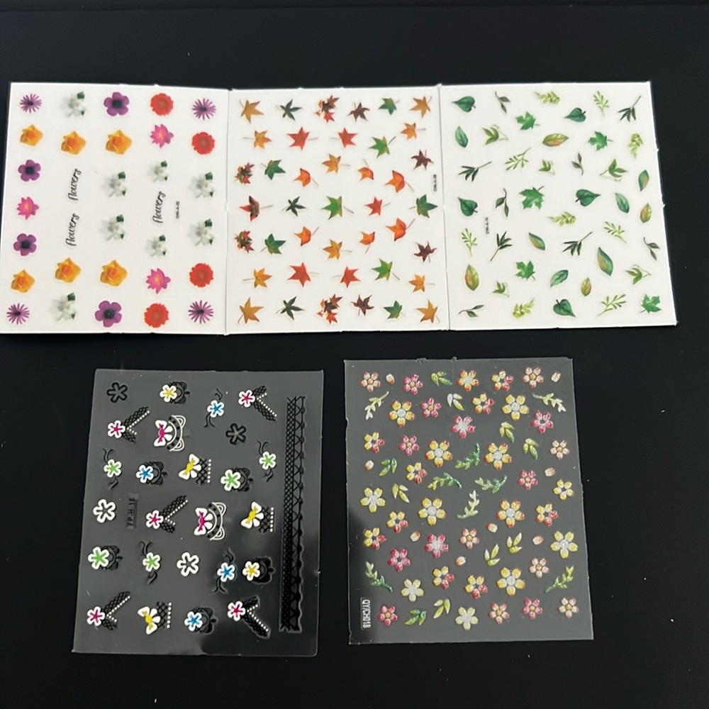 5 sheets of floral nail stickers